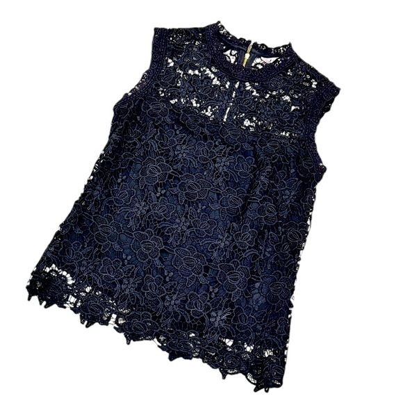 NWT Nanette lepore black lace sleeveless lined blouse gold back zip size small - Picture 2 of 14